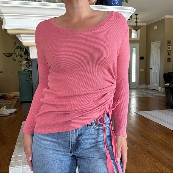 NWT Thermal Cinched Side Casual Comfy Top - Picture 2 of 7